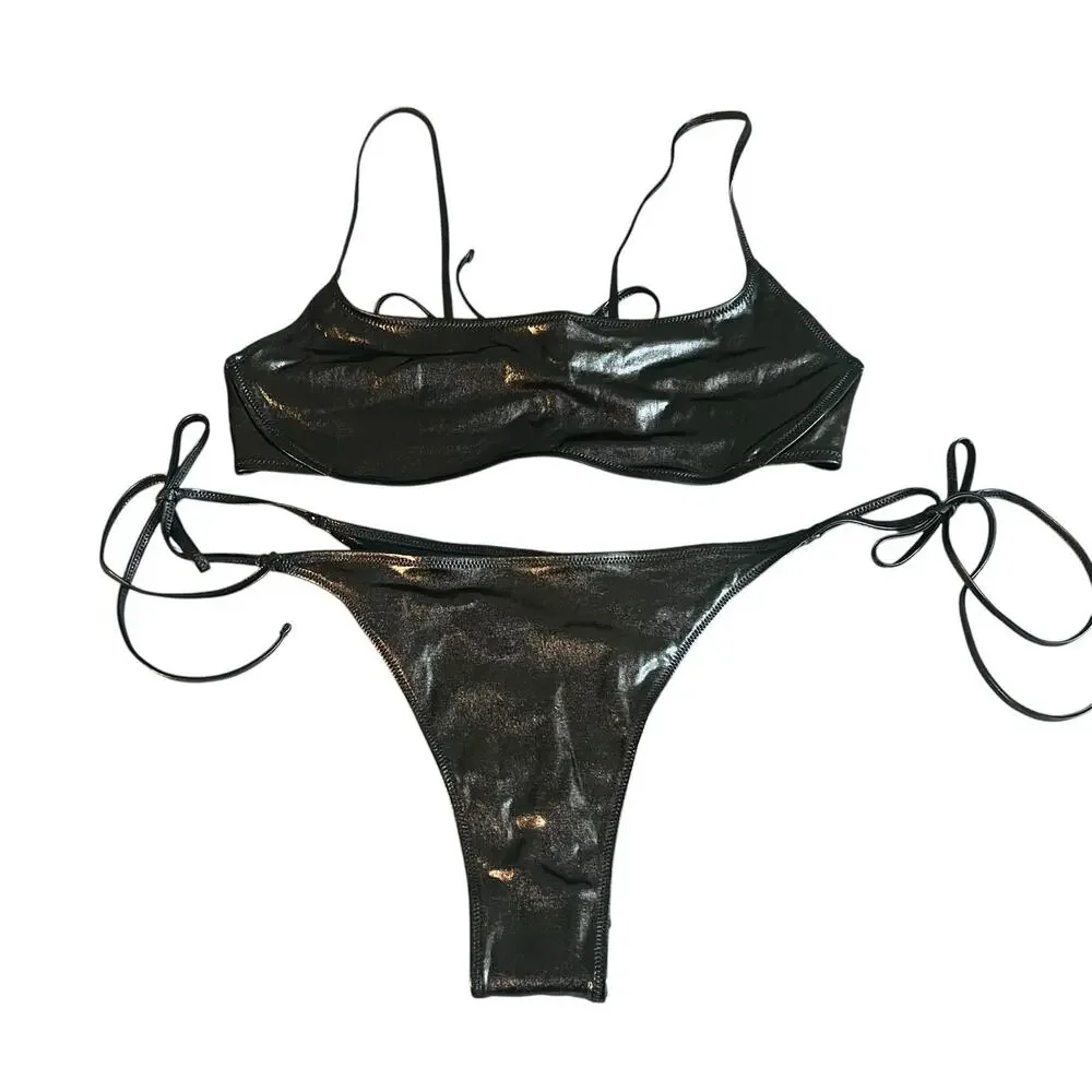 Skims Metallic Two Piece Swim Bikini Set Size 2X NWT